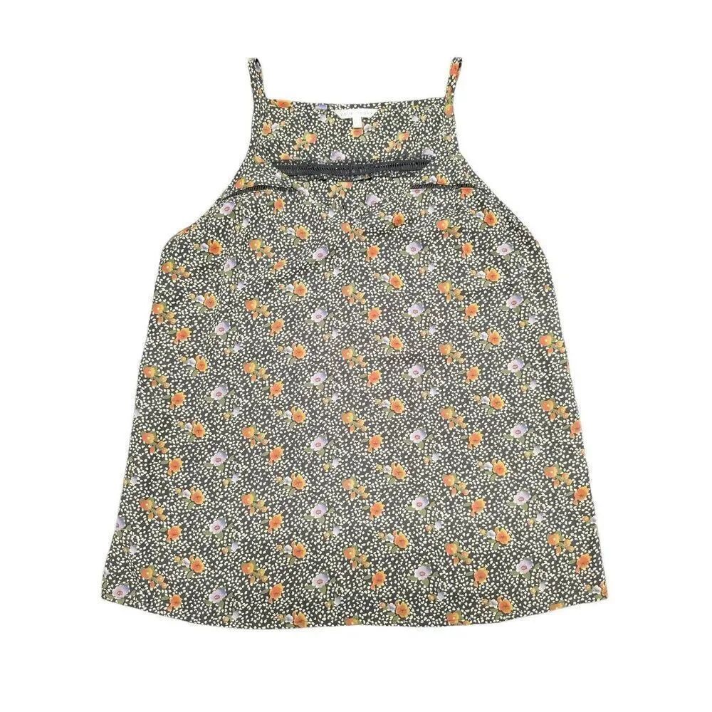 Your Story Floral Tank Top Brown Orange Flowers Women's Large